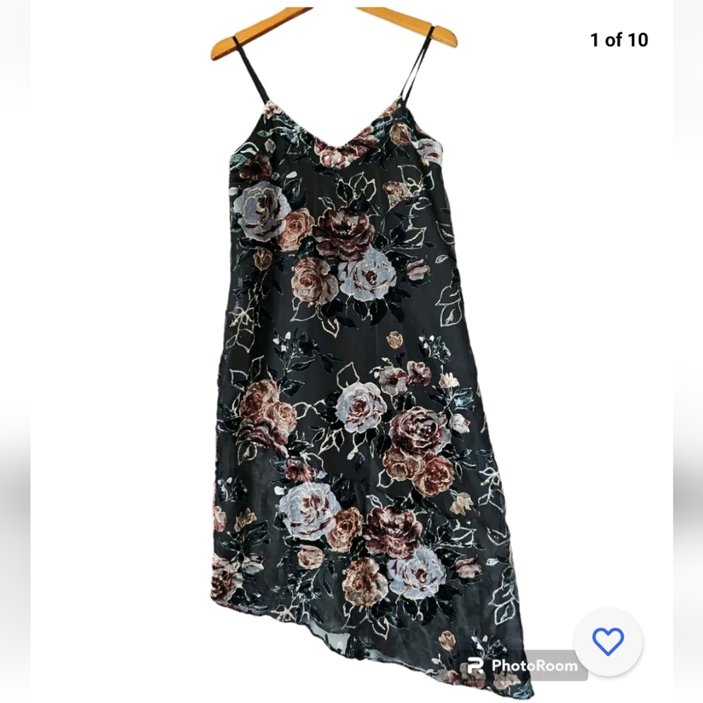 Nanette Lepore VTG Y2K Slip‎ Dress Burgundy Chiffon Floral Burnout Velvet Lace 0